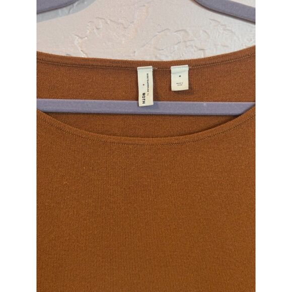 Moth x Anthro Chester Tunic Sweater Dress Camel Orange Medium Anthropologie - Picture 3 of 7